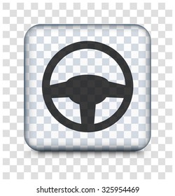 Car Steering Wheel on Transparent Square Button