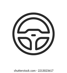 Car Steering Wheel Outline Icon, Car Steering System Isolated Vector Icon With Editable Stroke