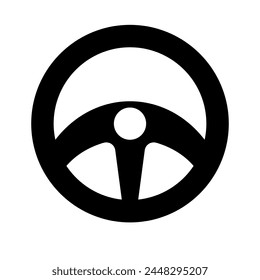 Car steering wheel silhouette icon. Vector.