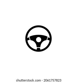 Ilustración simple de un vector de icono plano del volante del automóvil