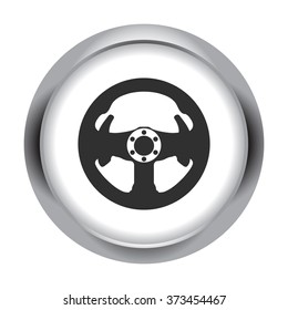 Car steering wheel simple icon on colorful round background