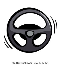 Car steering wheel. Simple vector color illustration on the automotive theme. Sticker, print, icon for advertising car services, goods, hobbies