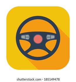 Car Steering Wheel. Single flat color icon. Vector illustration.