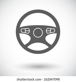 Car Steering Wheel. Single flat icon on white background. Vector illustration.