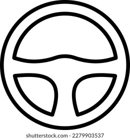 Icono de línea delgada del volante de la dirección del automóvil. Ilustración vectorial moderna.