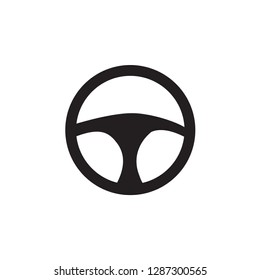 Car Steering Wheel Vector In Flat Style. Black Car Drive Icon Vector Illustration.