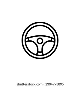 Car Steering Wheel Vector In Flat Style. Black Car Drive Icon Vector Illustration.