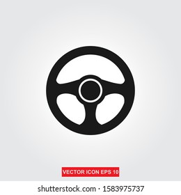 Car steering wheel vector icon, simple logo vector illustration for graphic and web design.