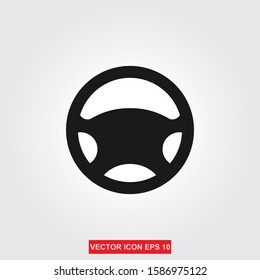 Car steering wheel vector icon, simple logo vector illustration for graphic and web design.