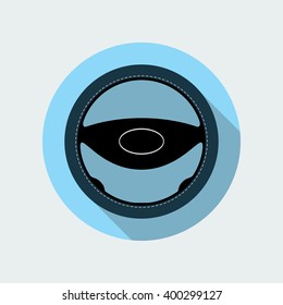 Car steering wheel vector icon in flat style with long shadow. EPS10 vector illustration.