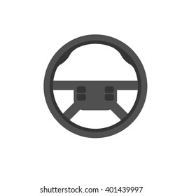 Car steering wheel vector icon. Car steering leather material. School of governance car vector logo. Car parts. 