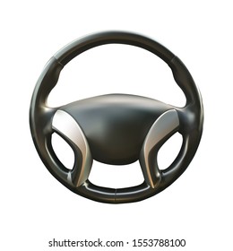 car steering wheel vector realistic illustration on white isolated background