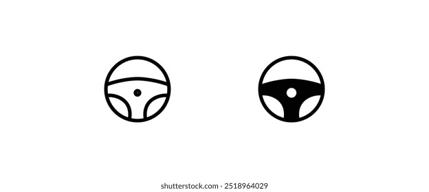 Car Steering Wheel Vehicle Horn line and flat icons set, editable stroke isolated on white, linear vector outline illustration, symbol logo design style