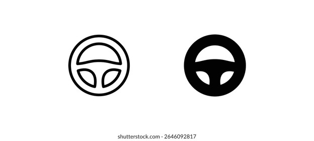 Car Steering Wheel Vehicle Horn line and flat icons set, editable stroke isolated on white, linear vector outline illustration, symbol logo design style