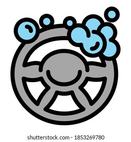 Car steering wheel wash icon. Outline car steering wheel wash vector icon for web design isolated on white background