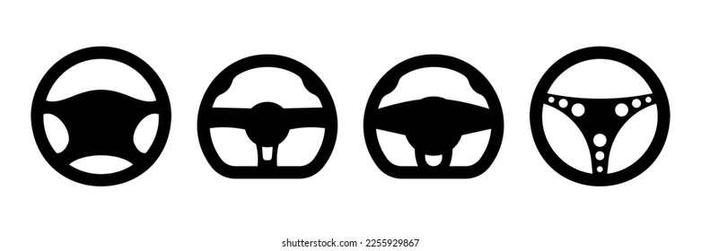 Car Steering wheels icon collection. Vector illustration