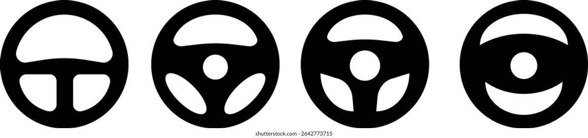 Car Steering wheels icon set. vehicle feature present. user interface projects
