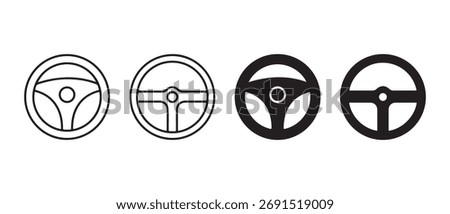 Car Steering wheels icon set, isolated on white background, vector Illustration.
