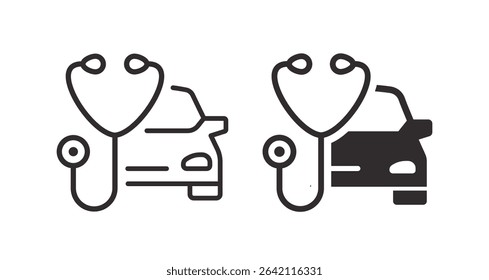 Car and stethoscope icons. Symbol diagnostics and inspection.