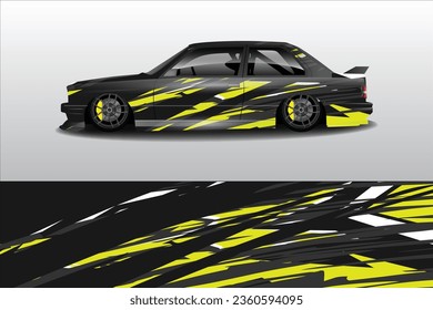Car sticker design vector Graphic abstract line racing background kit design for vehicle race car