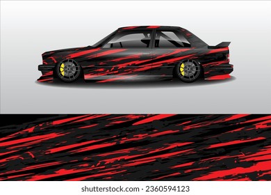 Vector de diseño de pegatinas de coches Diseño del kit de fondo de carreras de línea abstracta gráfica para el coche de carreras de vehículos
