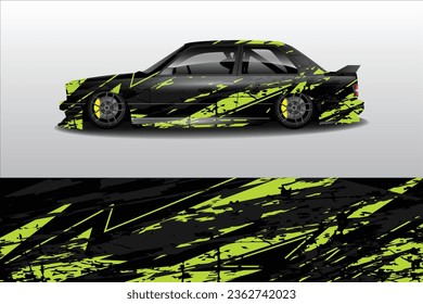Vector de diseño de pegatinas de coches. Diseño gráfico abstracto del kit de fondo de carreras de línea para vehículo, coche de carreras, rally, aventura y envoltura de livery