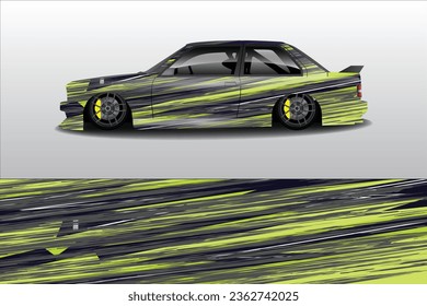 Vector de diseño de pegatinas de coches. Diseño gráfico abstracto del kit de fondo de carreras de línea para vehículo, coche de carreras, rally, aventura y envoltura de livery