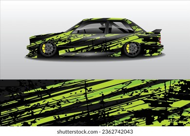Vector de diseño de pegatinas de coches. Diseño gráfico abstracto del kit de fondo de carreras de línea para vehículo, coche de carreras, rally, aventura y envoltura de livery