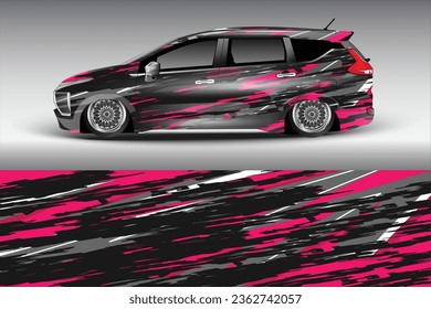 Car sticker design vector. Graphic abstract line racing background kit design for vehicle, race car, rally, adventure and livery wrapping