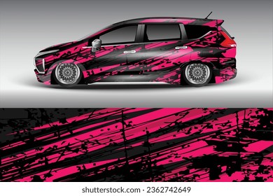 Car sticker design vector. Graphic abstract line racing background kit design for vehicle, race car and camper, rally, adventure and livery wrap