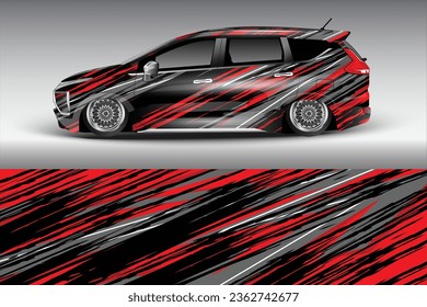 Car sticker design vector. Graphic abstract line racing background kit design for vehicle, race car and camper, rally, adventure and livery wrap