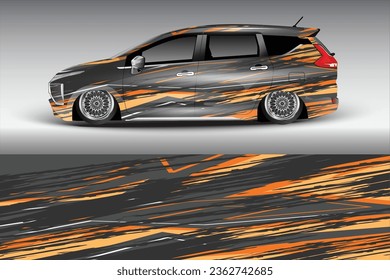 Car sticker design vector. Graphic abstract line racing background kit design for vehicle, race car and camper, rally, adventure and livery wrap