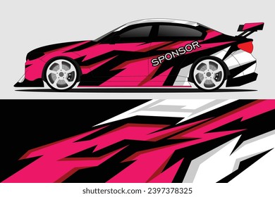 Vector de diseño de pegatinas de coches. Diseño gráfico abstracto del kit de fondo de carreras de línea para vehículo, coche de carreras, rally, aventura y envoltura de livery