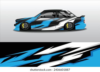Car sticker design vector. Graphic abstract line racing background kit design for vehicle, race car, rally, adventure and livery wrapping	