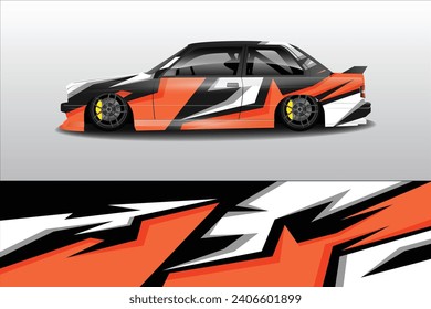 Car sticker design vector. Graphic abstract line racing background kit design for vehicle, race car, rally, adventure and livery wrapping	