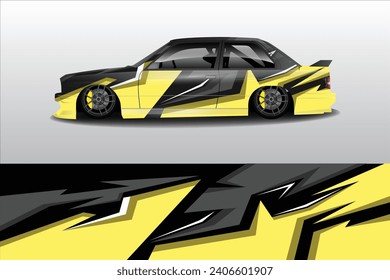 Car sticker design vector. Graphic abstract line racing background kit design for vehicle, race car, rally, adventure and livery wrapping	