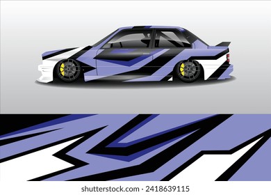 Vector de diseño de pegatinas de coches. Diseño gráfico abstracto del kit de fondo de carreras de línea para vehículo, coche de carreras, rally, aventura y envoltura de livery