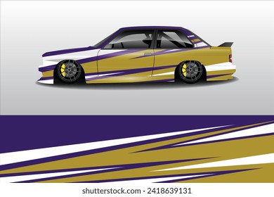 Car sticker design vector. Graphic abstract line racing background kit design for vehicle, race car, rally, adventure and livery wrapping