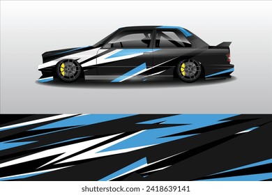Design-Vektorgrafik des Autos. Grafikabstraktes Rennstreckenhintergrund-Design für Fahrzeuge, Rennwagen, Rallye, Abenteuer- und Livereumhüllung
