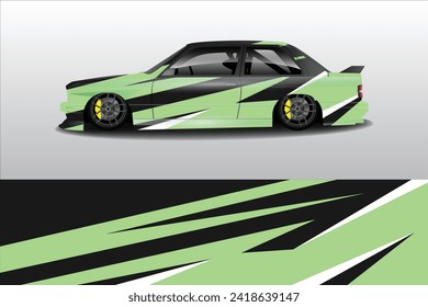 Vector de diseño de pegatinas de coches. Diseño gráfico abstracto del kit de fondo de carreras de línea para vehículo, coche de carreras, rally, aventura y envoltura de livery