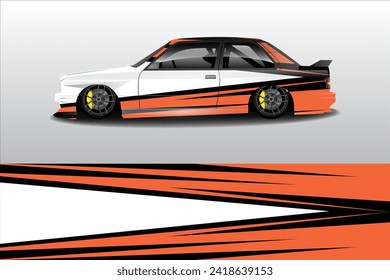 Car sticker design vector. Graphic abstract line racing background kit design for vehicle, race car, rally, adventure and livery wrapping