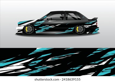 Car sticker design vector. Graphic abstract line racing background kit design for vehicle, race car, rally, adventure and livery wrapping