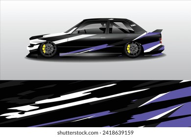 Car sticker design vector. Graphic abstract line racing background kit design for vehicle, race car, rally, adventure and livery wrapping