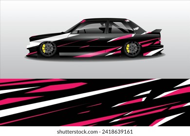 Car sticker design vector. Graphic abstract line racing background kit design for vehicle, race car, rally, adventure and livery wrapping