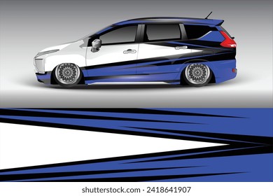Car sticker design vector. Graphic abstract lines racing background kit design for wrap
