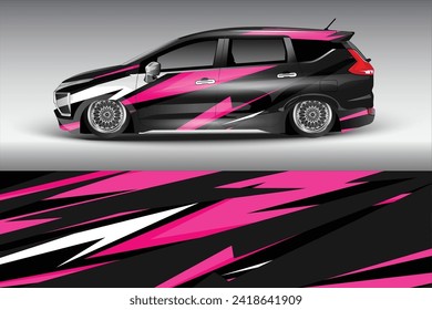 Car sticker design vector. Graphic abstract lines racing background kit design for wrap