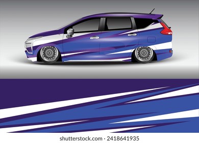 Car sticker design vector. Graphic abstract lines racing background kit design for wrap