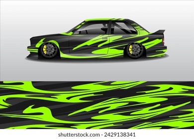 Vector de diseño de pegatina de coche. Diseño gráfico abstracto del fondo de la línea de carreras para el vehículo, coche de carreras, rally, aventura y envoltura de librea