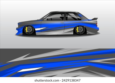 Vector de diseño de pegatina de coche. Diseño gráfico abstracto del fondo de la línea de carreras para el vehículo, coche de carreras, rally, aventura y envoltura de librea