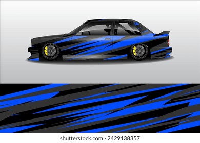 Vector de diseño de pegatina de coche. Diseño gráfico abstracto del fondo de la línea de carreras para el vehículo, coche de carreras, rally, aventura y envoltura de librea